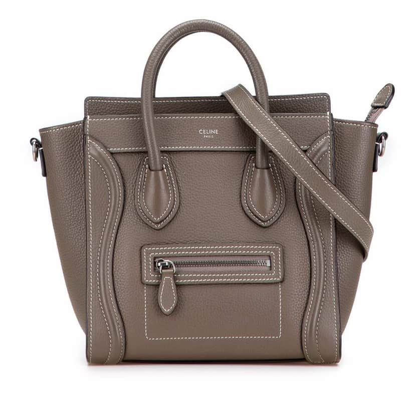 Celine Nano Leather Luggage Tote Brown Leather Good condition - Front View