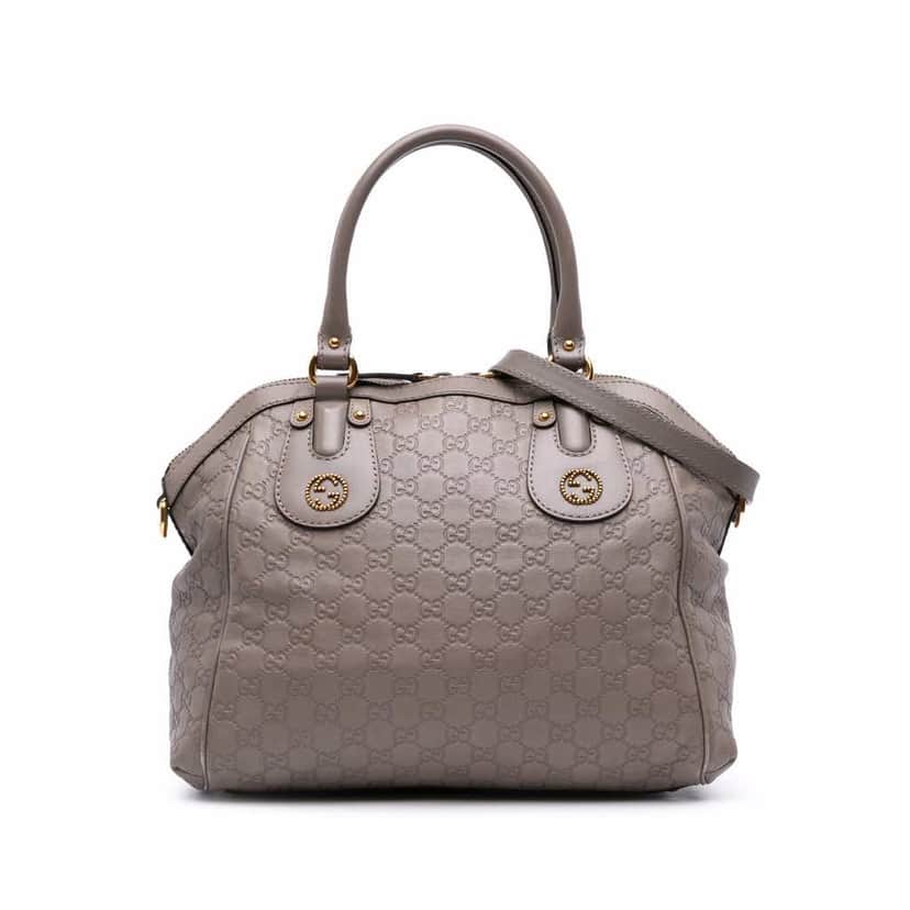 Gucci Medium Guccissima Scarlett Satchel Grey Leather Good condition - Front View