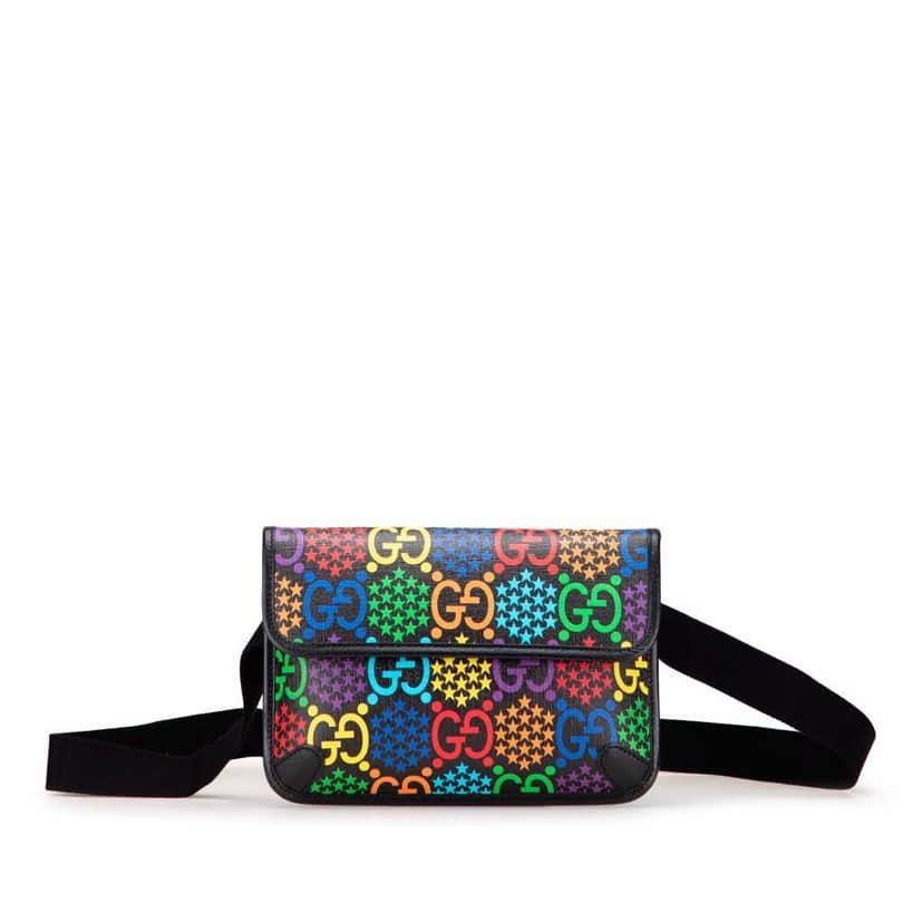 Gucci GG Supreme Psychedelic Belt Bag Black Canvas Good condition - Front View