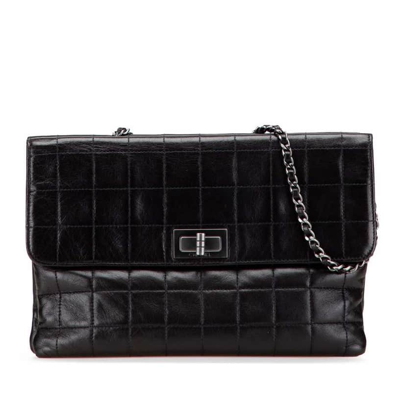 Chanel Chocolate Bar Lambskin Reissue Multipocket Flap Black Leather Good condition - Front View