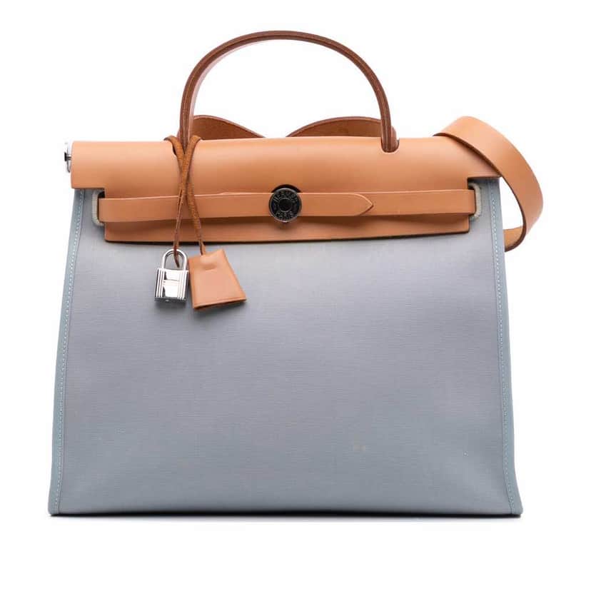 Hermès Toile Herbag Zip 31 Blue Canvas Good condition - Front View