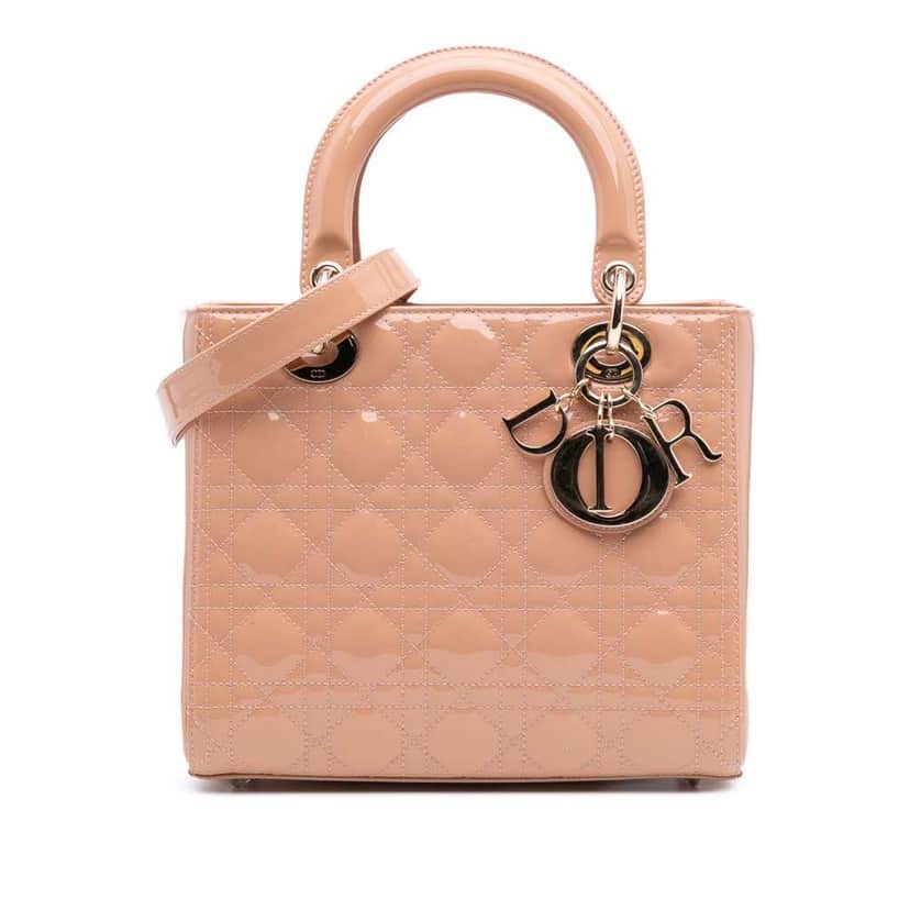 Dior Medium Patent Cannage Lady Dior Brown Leather Good condition - Front View