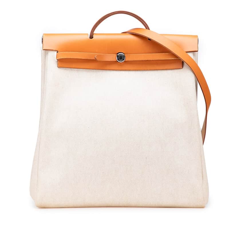 Hermès Toile Herbag 39 Brown Canvas Good condition - Front View