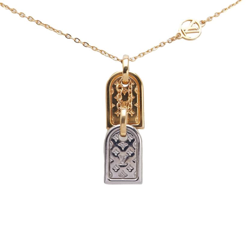 Louis Vuitton Gold Plated Nanogram Pendant Necklace Gold Metal Good condition - Front View