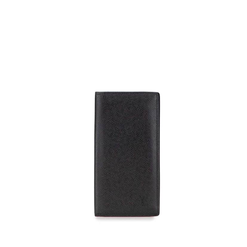 Louis Vuitton Taiga Brazza Wallet Black Leather Good condition - Front View
