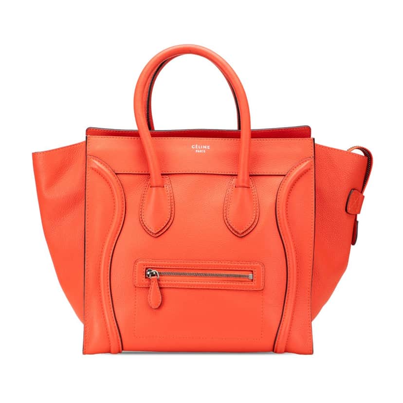 Celine Mini Leather Luggage Tote Orange Leather Good condition - Front View