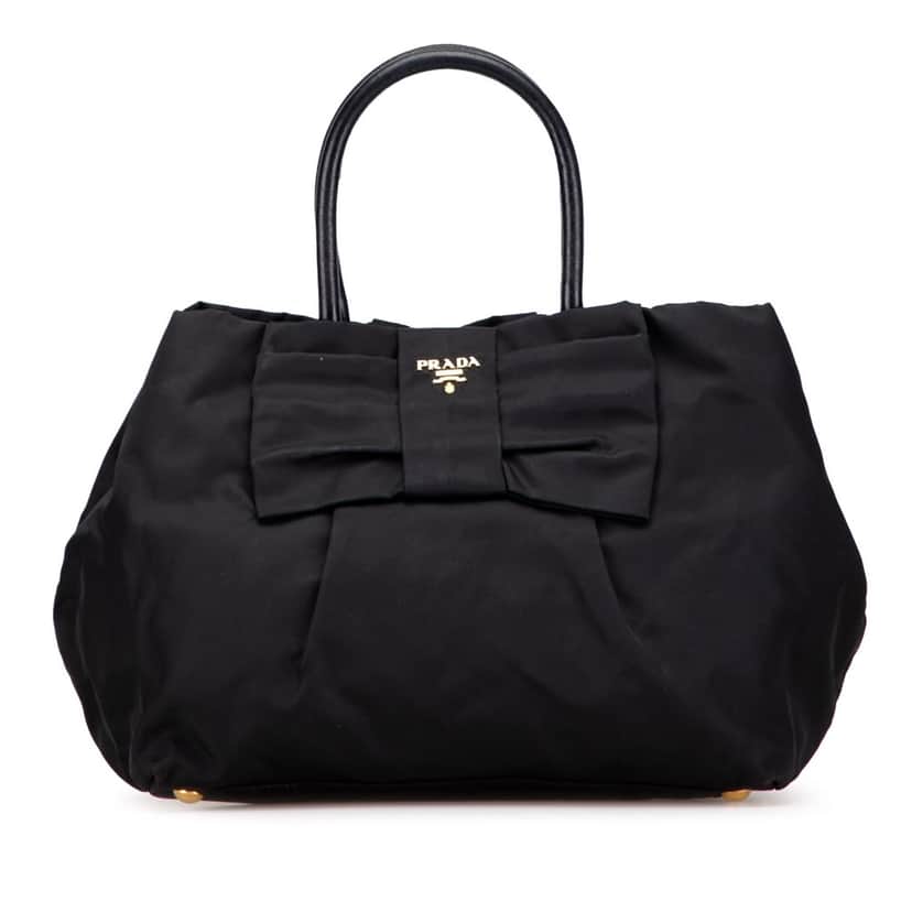 Prada Tessuto Fiocco Bow Handbag Black Good condition - Front View