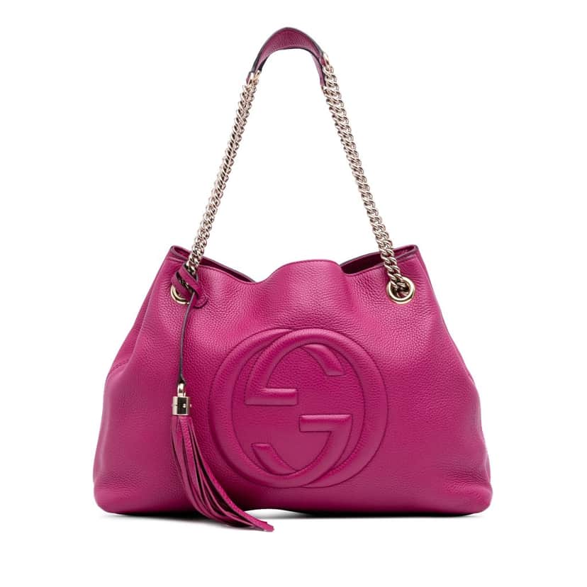 Gucci Medium Leather Soho Chain Tote Purple Leather Good condition - Front View