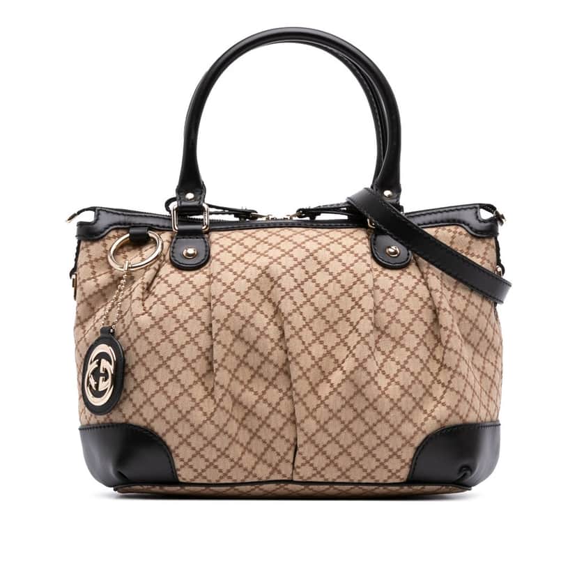 Gucci Diamante Canvas Sukey Satchel Brown Canvas Good condition - Front View