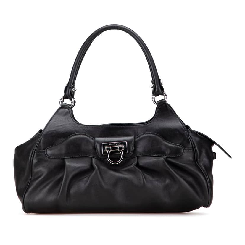 Salvatore Ferragamo Leather Gancini Shoulder Bag Black Leather Good condition - Front View