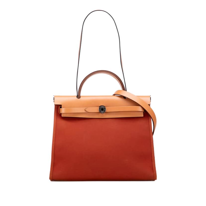 Hermès Toile Herbag Zip 31 Orange Canvas Good condition - Front View