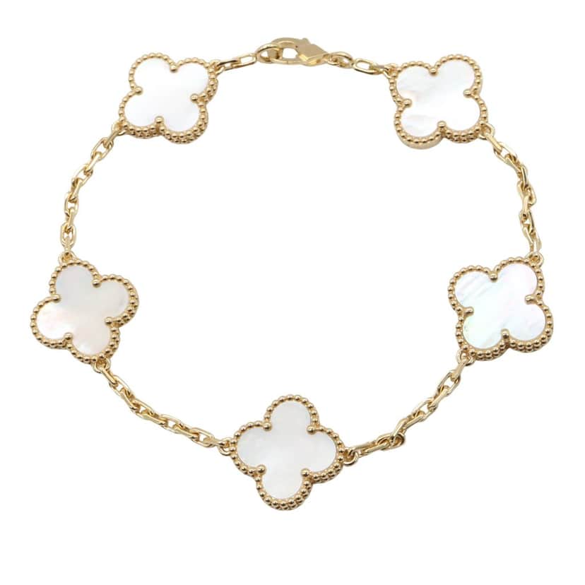 Van Cleef & Arpels 18K Yellow Gold and Mother of Pearl Vintage Alhambra Bracelet Gold Gold Good condition - Front View