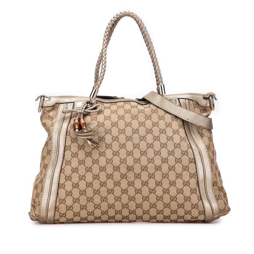 Gucci GG Canvas Bella Convertible Tote Brown Canvas Good condition - Front View