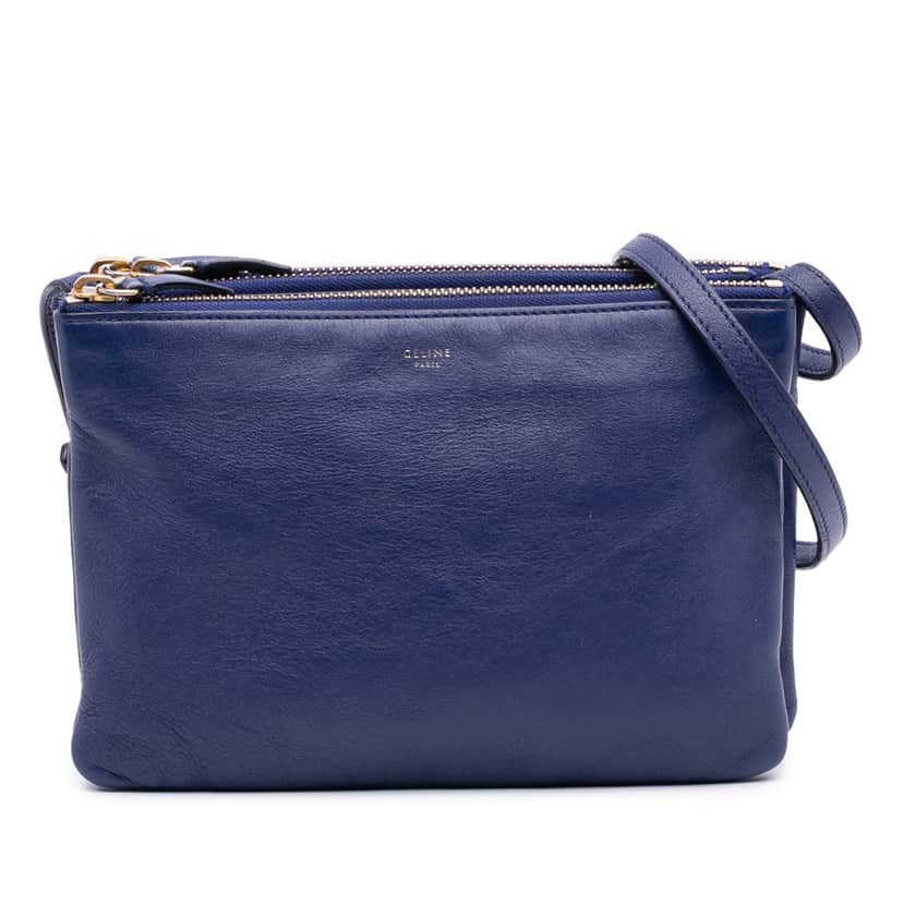 Celine Small Lambskin Trio Crossbody Blue Leather Good condition - Front View