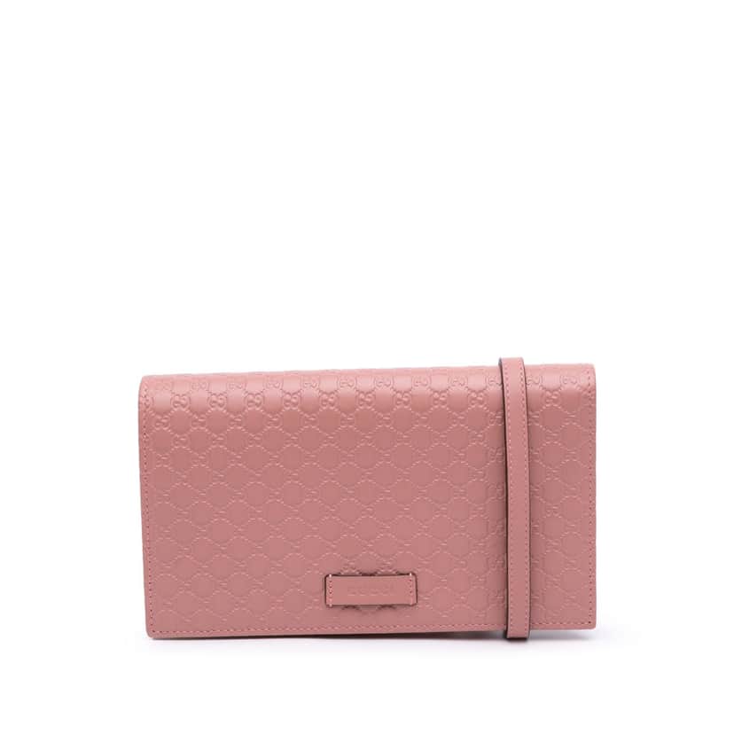 Gucci Microguccissima Wallet on Strap Pink Leather Good condition - Front View