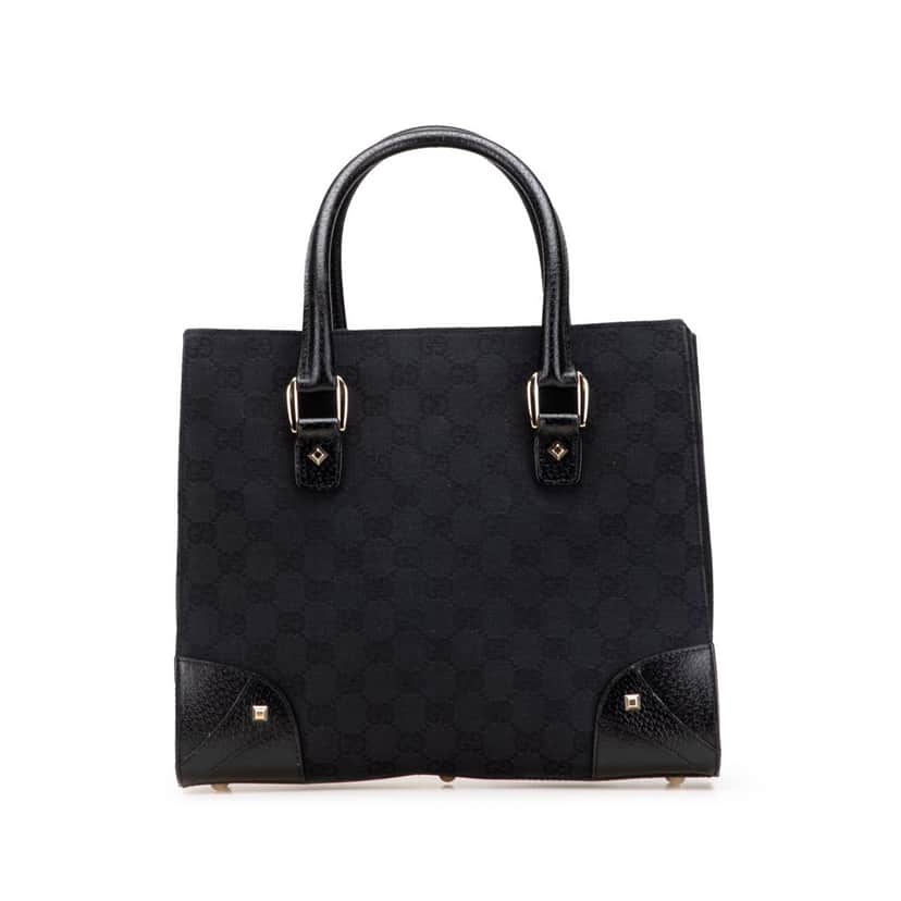 Gucci GG Canvas Nailhead Handbag Black Canvas Good condition - Front View