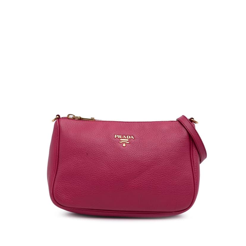 Prada Vitello Daino Shoulder Bag Pink Leather Good condition - Front View