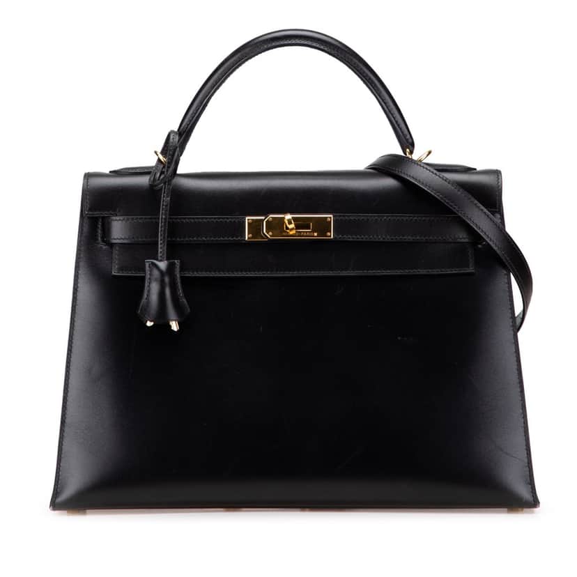 Hermès Box Calf Kelly II Sellier 32 Black Leather Good condition - Front View