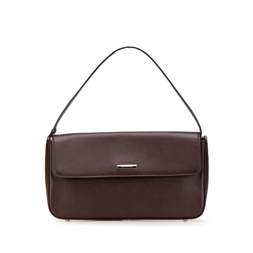 Burberry Leather Flap Shoulder Bag Brown Leather Good condition - Front View