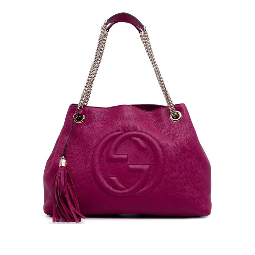 Gucci Medium Leather Soho Chain Tote Pink Leather Good condition - Front View