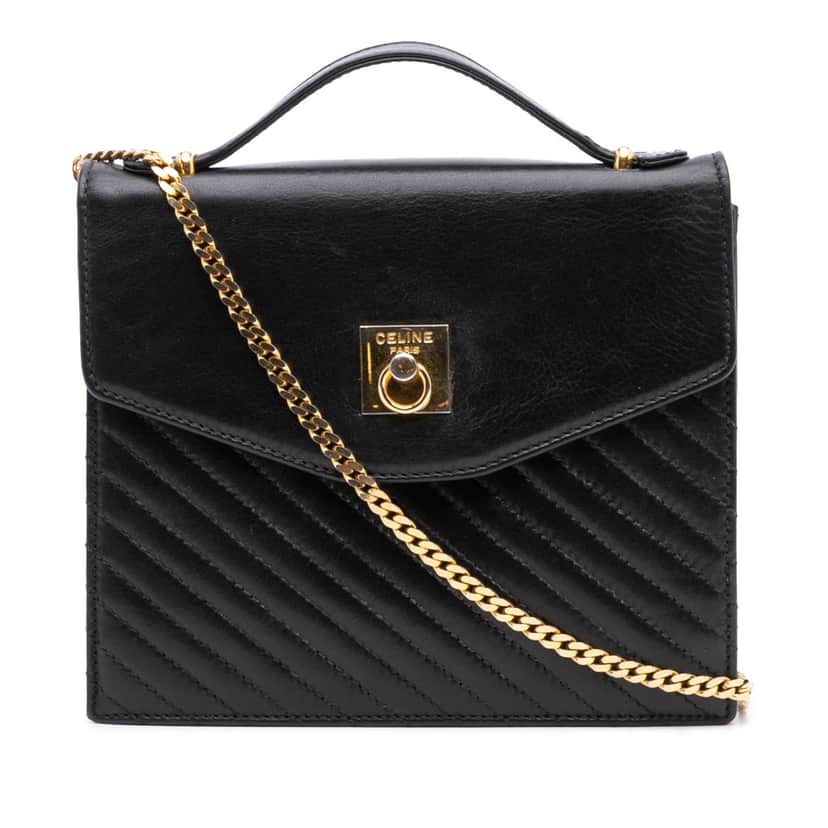 Celine Leather Satchel Black Leather Good condition - Front View