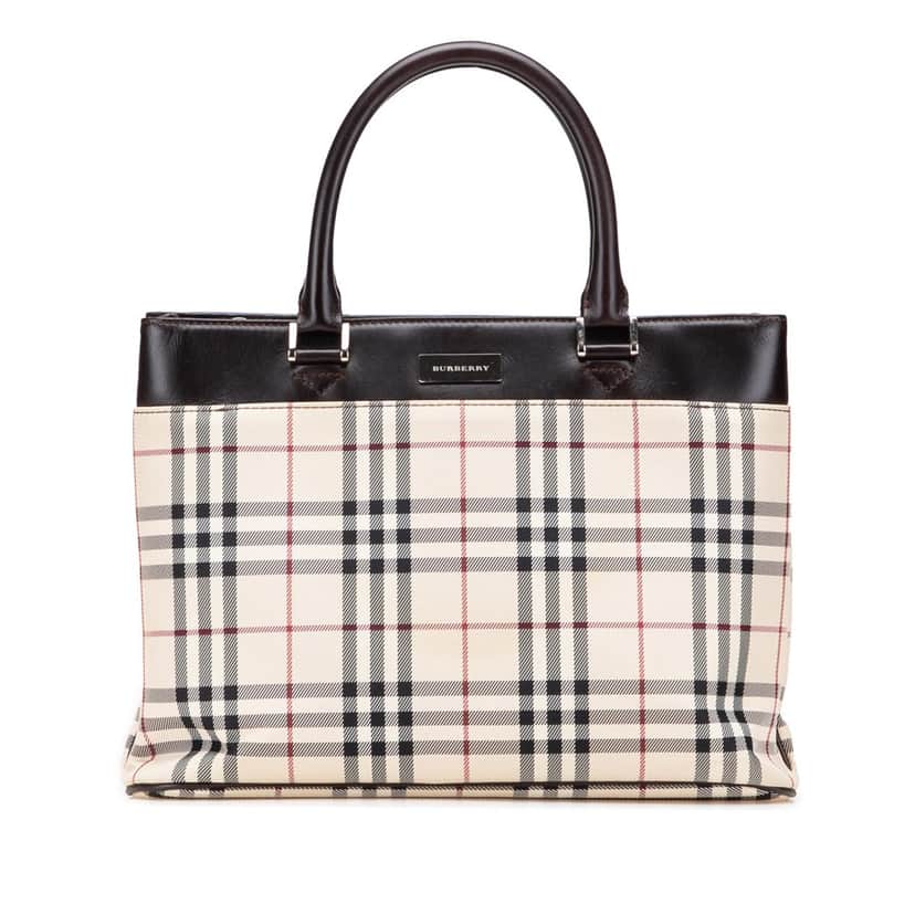 Burberry House Check Canvas Tote Brown Canvas Good condition - Front View