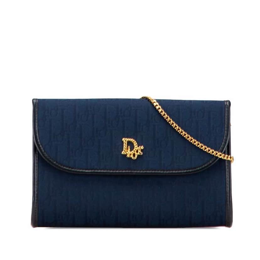 Dior Diorissimo Trotter Canvas Chain Crossbody Blue Canvas Good condition - Front View