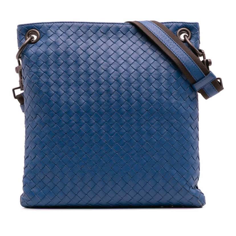 Bottega Veneta Nappa Intrecciato Crossbody Blue Leather Good condition - Front View