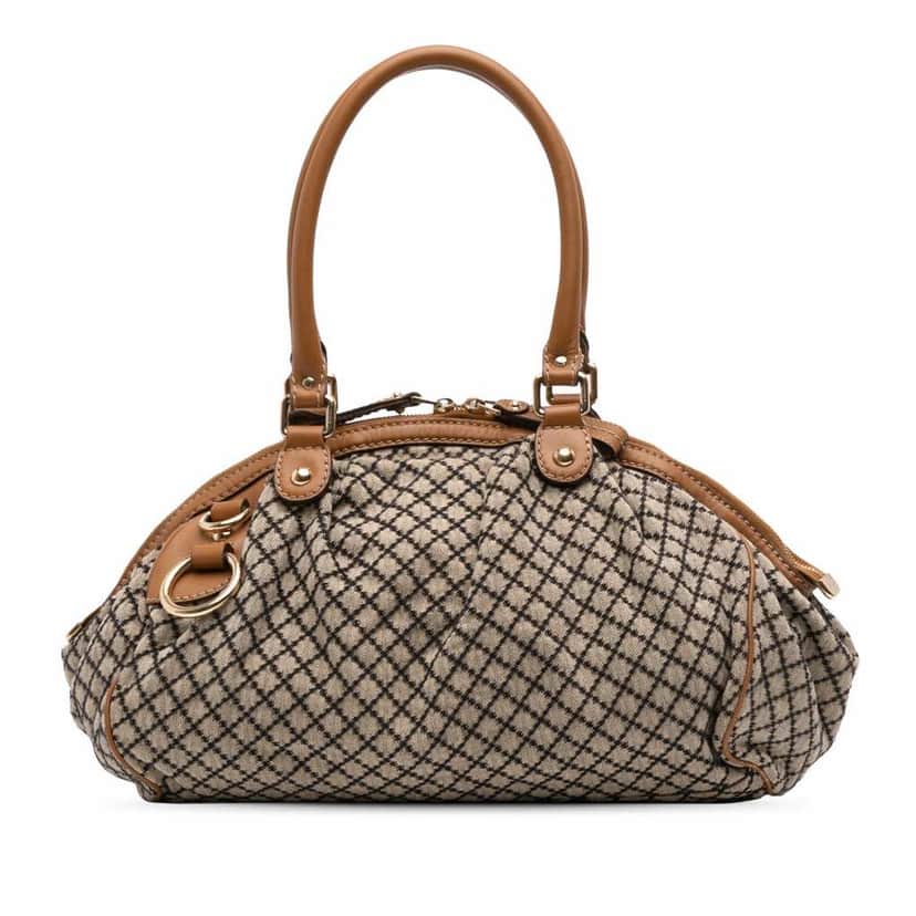Gucci Diamante Canvas Sukey Satchel Brown Canvas Good condition - Front View