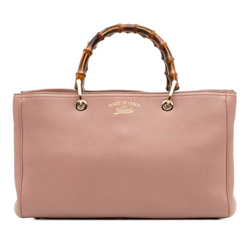 Gucci Medium Calfskin Bamboo Shopper Satchel Pink Leather Good condition - Front View