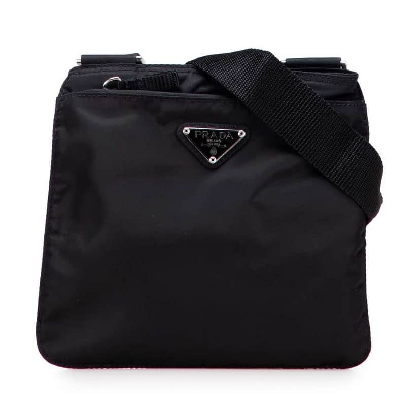 Prada Tessuto Zip Top Crossbody Black Good condition - Front View