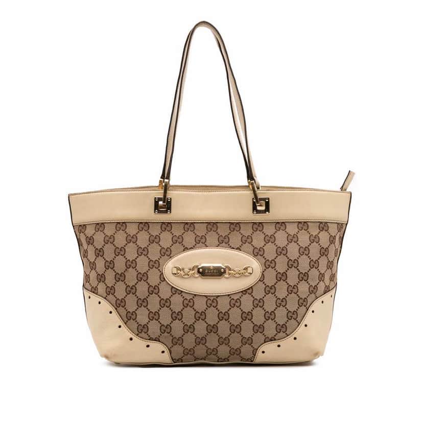 Gucci GG Canvas Punch Tote Brown Canvas Fair condition - Front View