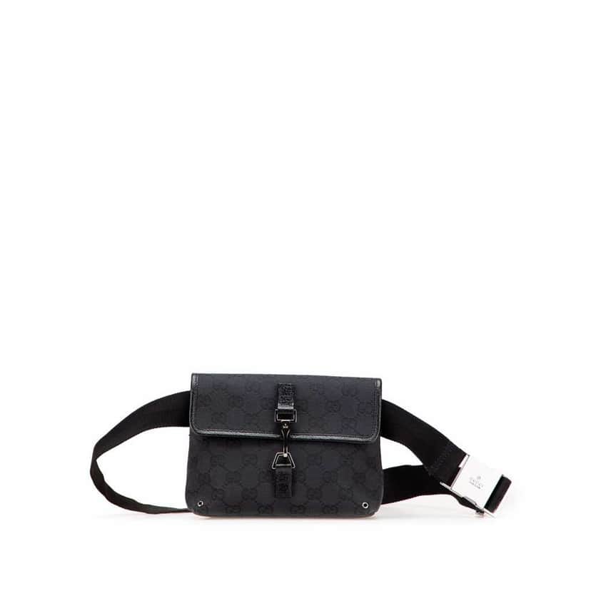Gucci GG Canvas Jackie Belt Bag Black Canvas Very good condition - Front View