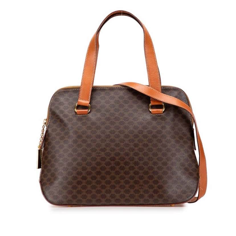 Celine Macadam Coated Canvas Satchel Brown Canvas Good condition - Front View