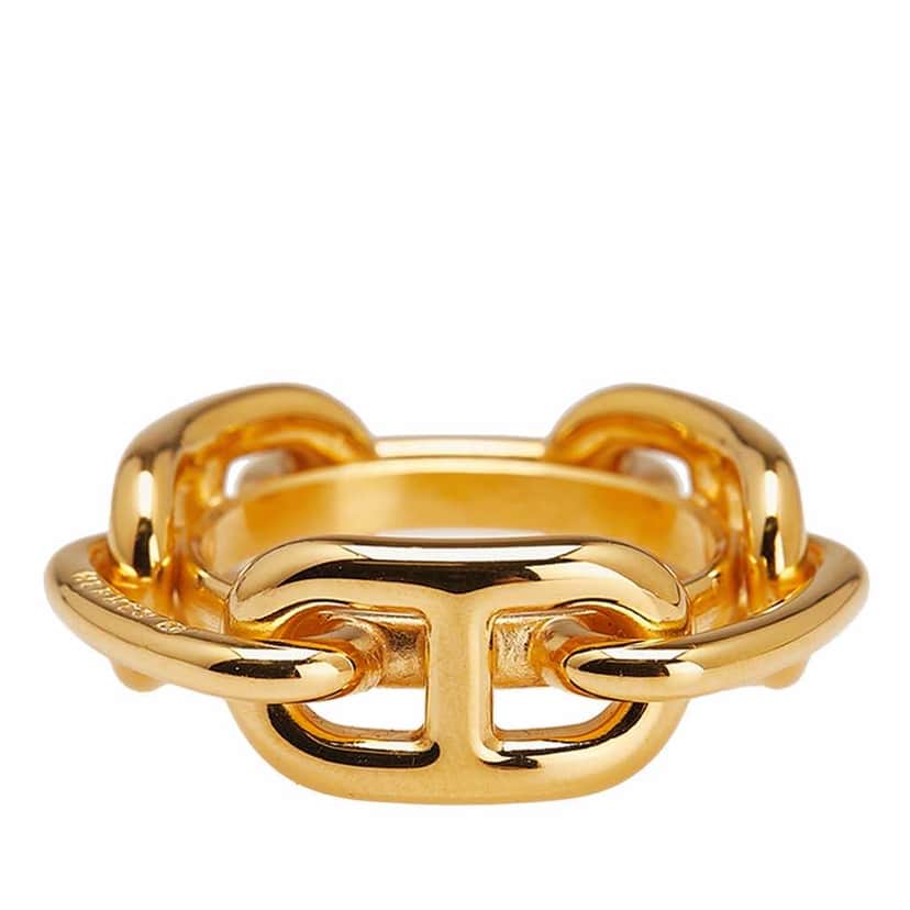 Hermès Gold Plated Chaine d'Ancre Scarf Ring Gold Metal Good condition - Front View