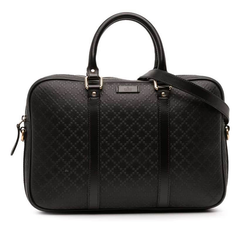 Gucci Medium Leather Diamante Bright Business Bag Black Leather Good condition - Front View