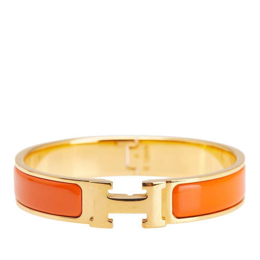 Hermès Enamel Clic H Bracelet PM Orange Good condition - Front View