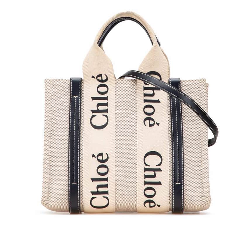 Chloé Small Canvas Woody Satchel Brown Canvas Good condition - Front View