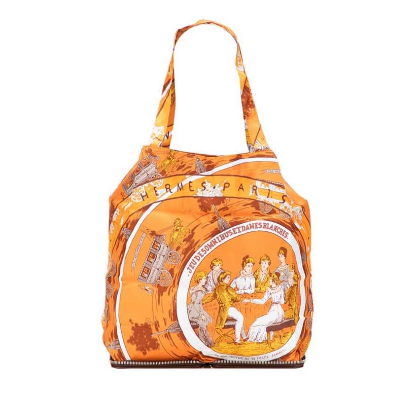 Hermès Jeu des Omnibus et Dames Blanches Silky Pop Tote Orange Silk Good condition - Front View