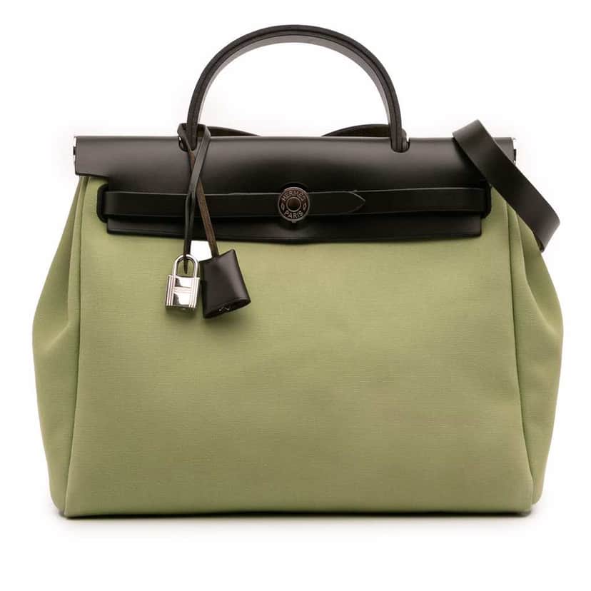Hermès Toile Herbag Zip 31 Green Canvas Good condition - Front View