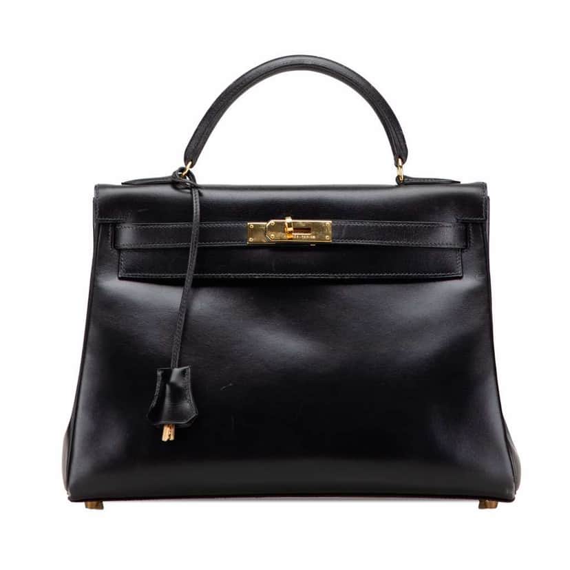 Hermès Box Calf Kelly Retourne 32 Black Leather Good condition - Front View