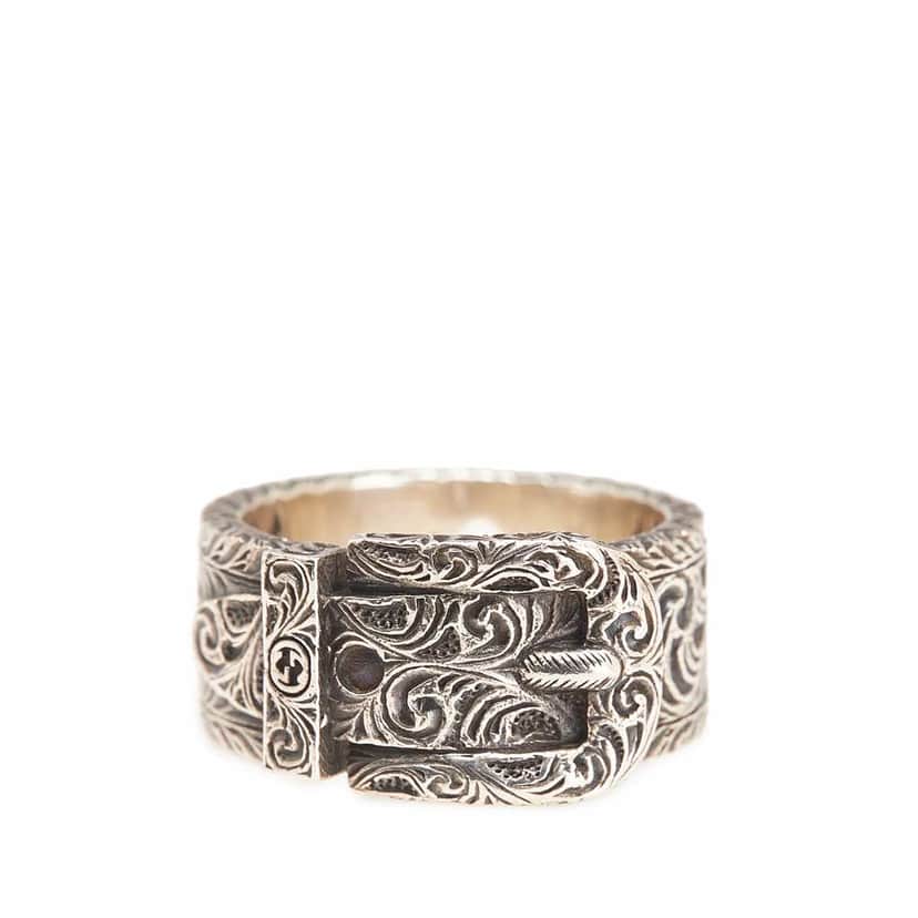 Gucci Sterling Silver Interlocking G Garden Belt Ring Silver Silver Good condition - Front View