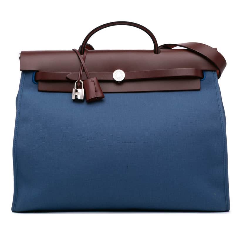 Hermès Toile Herbag Zip 39 Blue Canvas Good condition - Front View