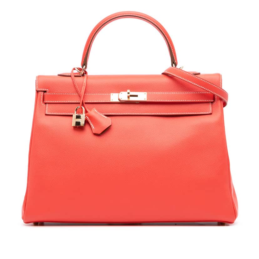 Hermès Epsom Candy Kelly II Retourne 35 Pink Leather Good condition - Front View