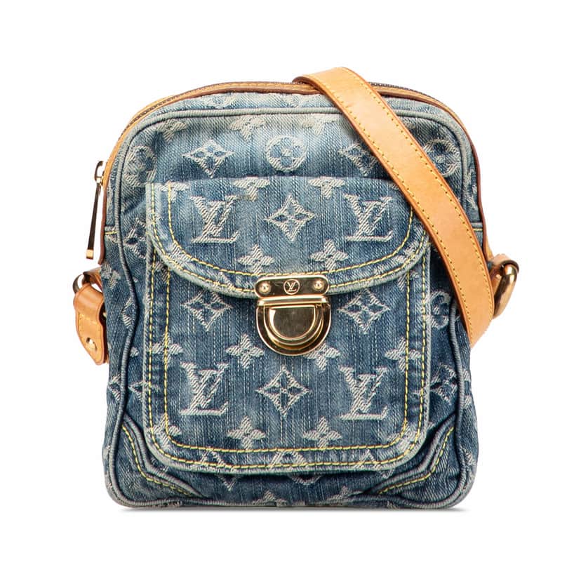 Louis Vuitton Monogram Denim Camera Bag Blue Denim Good condition - Front View