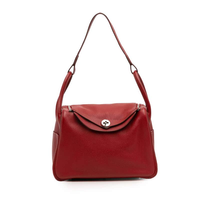 Hermès Clemence Lindy 30 Red Leather Good condition - Front View