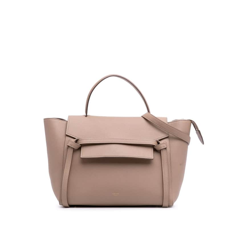 Celine Mini Grained Calfskin Belt Bag Brown Leather Good condition - Front View