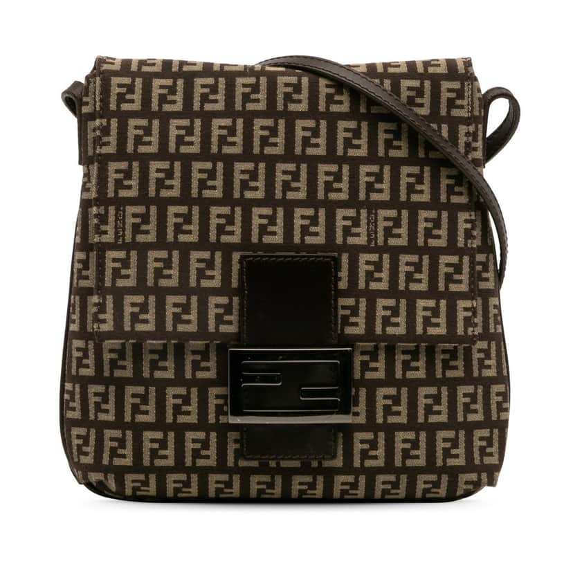 Fendi Zucchino Canvas Crossbody Brown Canvas Good condition - Front View