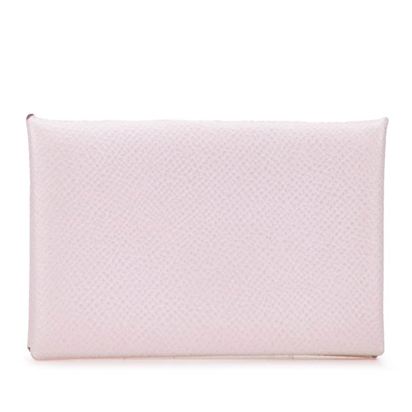 Hermès Epsom Calvi Card Holder Pink Leather Good condition - Front View