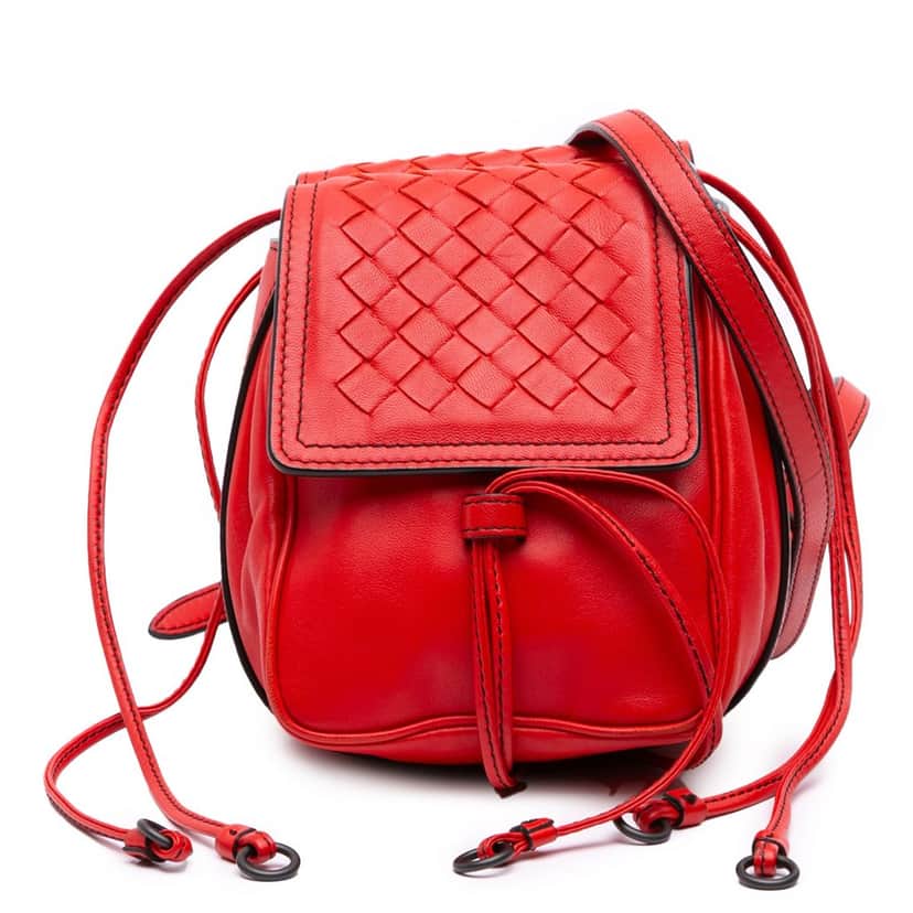 Bottega Veneta Nappa Intrecciato Double Sided Flap Crossbody Red Leather Good condition - Front View